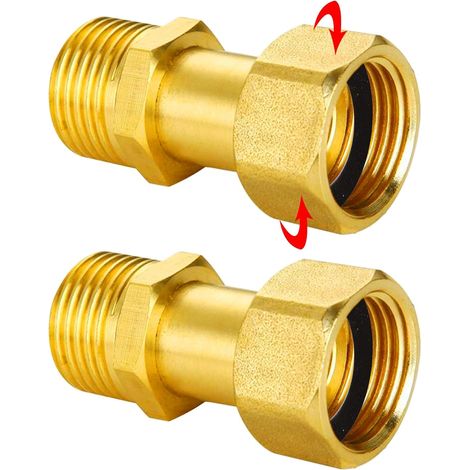 2 pièces Raccord en laiton Les deux côtés sont identiques G1/2" x G1/2" mâle x femelle (M Ø 20,3mm x F Ø 19,5mm),DN15,Laiton Raccord mobile Passage G1/2" avec joint d'étanchéité (1/5)