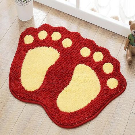 ZHIJIA PREMIUM Tapis de bain rouge 67x48cm microfibre - Ultra absorbant et antidérapant pour douche (1/4)