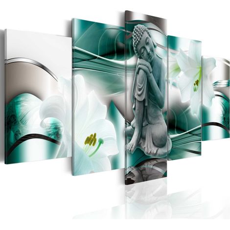 Tableau Imprimé "Buddha & Lilies" 100 x 200 cm (1/2)