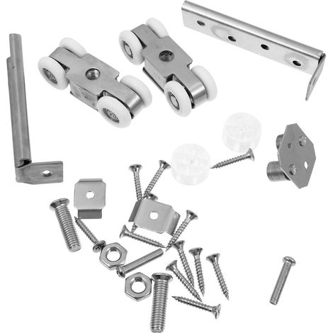 Ensemble de Roulettes de Porte Coulissante 4 Roues Nylon Système Anti-rouille en Acier Inoxydable 304 Glissement Fluide pour Portes de Grange et Placard (1/5)