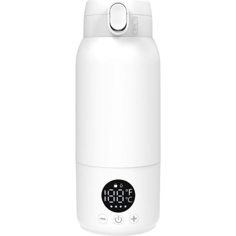 Chauffe-Biberon Nomade Portable Sans Fil 500ml, 2 Modes pour Lait Maternel et Eau, Température Réglable, Chauffage Rapide & Longue Autonomie, Recharge USB-C, Idéal pour Toute la Journée