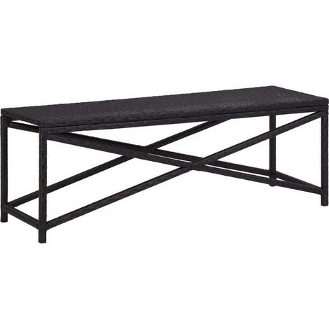 Banc de jardin résine tressée noire Adgi 120cm (1/3)