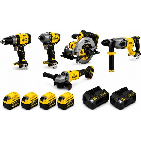 Pack STANLEY FATMAX V20 18V 5 Outils + 4 Batteries 4Ah + 2 Chargeurs (1/2)