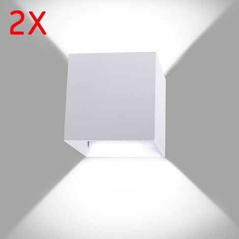 2 Pack 12W Applique Murale Intérieur Lumière Blanche Froide Luminaire Eclairage Décor Blanc (1/3)