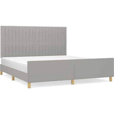 Lit adulte pour 2 personnes avec tête de lit, Structure de lit, Assemblage Facile, Gris clair 160x200 cm Tissu OIB2277E (1/5)