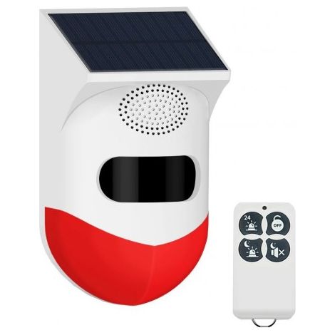 Wifi Alarme infrarouge intérieure extérieure intelligente solaire IP67, alarme 120db, vision nocturne IR + télécommande sans fil (1/5)