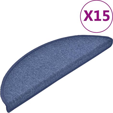 Maison Exclusive - Tapis d'escalier 15 pièces 56 x 17 x 3 cm Bleu Demi-rond (1/5)