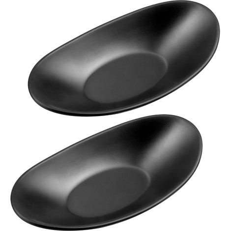 2 plateaux ovales noirs – 21,5x11,5 cm – entrée, clés, bijoux – réutilisable – vide-poche (1/5)