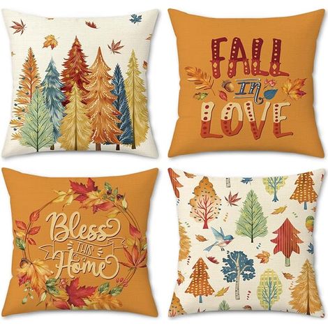 Housse de Coussin Automne Forêt 45x45cm Polyester (1/4)