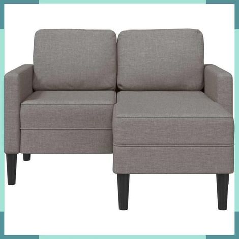 Canapé 2 places - Modèle 4107064 - Méridienne en L - Tissu taupe - 125 x 118 x 85 cm (1/5)