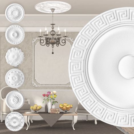 Rosette en polystyrène - décor intérieur, plafond & mur stucco EPS - blanc: R-31 - Ø 43cm