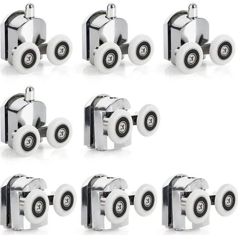 Roulettes de remplacement pour porte de douche coulissante – Lot de 8 roues jumelées en alliage de zinc, diamètre 23 mm (1/5)