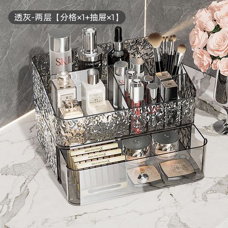 Coiffeuse rangement rouge à lèvres organiseur maquillage boîte de rangement compartiments masques faciaux cosmétiques étagère bureau de toilette désordre (1/5)