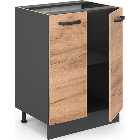 Mobiletto base cucina R-Line, Quercia dorata, 60 cm senza piano di lavoro, Vicco