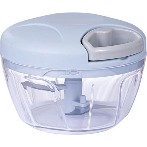 Procesador de alimentos manual con cable y picadora integrada para picar cebollas, pimientos, jengibre y otras especias. 1 electrodoméstico azul de tamaño mediano. (1/5)