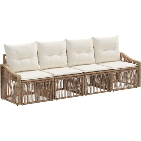 Gartensofa-set 4 pcs Beige Poly-Rattan vidaXL
