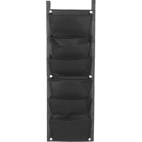 Sac de culture vertical à 6 poches, pot de fleurs mural pour jardin extérieur, noir (1/5)
