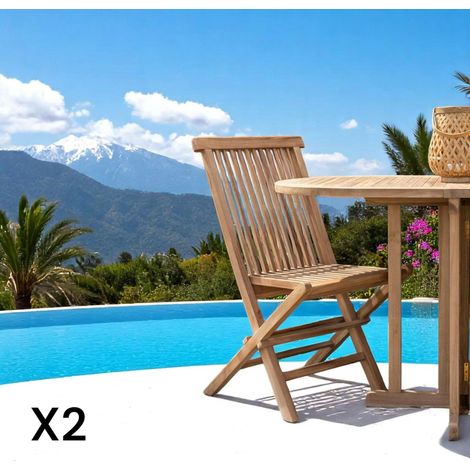 Chaise de jardin en teck, pliante (lot de 2) MENDOZA (1/5)