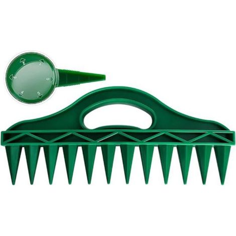2er Set Gartengeräte Pflanzgefäß Locher zum Aussäen von Erde 30 x 13 cm Grün Kunststoff Zum Pflanzen von Samen und Pflanzen (1/5)