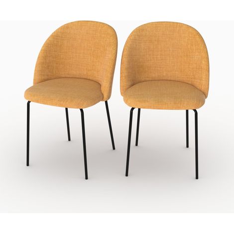 Lot de 2 chaises en tissu texturé jaune moutarde - Karl