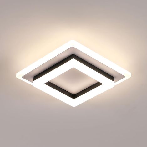 24W Deckenleuchten, moderne LED-Deckenleuchte 4500K, quadratische Acryl-Deckenleuchte für Schlafzimmer, Wohnzimmer, Küche, Balkon, Flur [Energieklasse E]