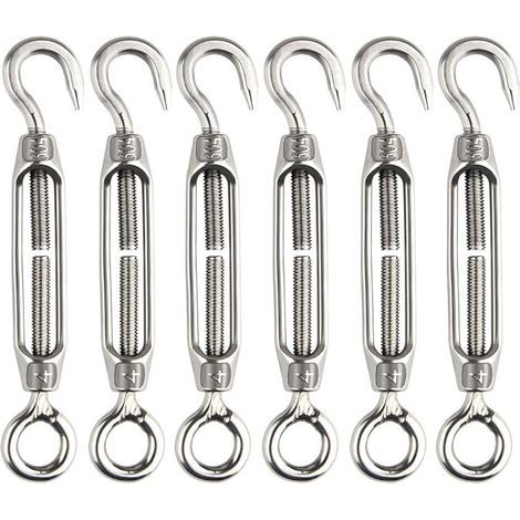 Lntyq 6 Pcs Tendeur De Fil Tendeur M4 En Acier Inoxydable Réglable Crochet De Ridoir Et Oeil Ensemble Heavy Duty (1/5)