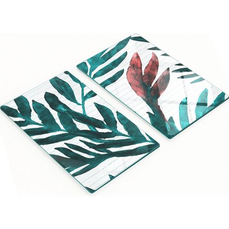 Taglieri da cucina in vetro temperato con grafica di piante tropicali, 2x30x52 cm (1/5)