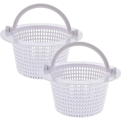 Round basket for above-ground pool skimmer – Set of 2 – Integrated handle for easy removal – Diameter 16 cm – Sturdy plastic (1/5)