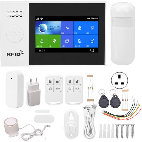 Système d'alarme anti-intrusion 4,3 pouces écran tactile TFT couleur WIFI GSM GPRS compatible Tuya 100-240V prise UK (1/5)