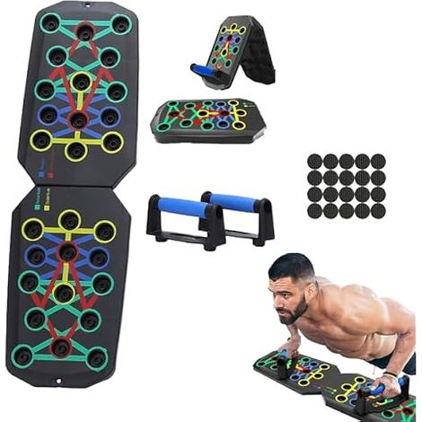 Planche À Push-Up - Pliable - Support Pour Pompe À Bras Avec Système Codé Par Couleur - Pour Entraînement De La Poitrine Des Bras Et Du Gainage - 1 Pièce (1/3)