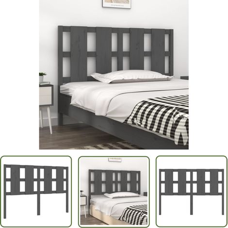SKM Tête de lit Gris 145,5x4x100 cm Bois massif de pin (1/5)