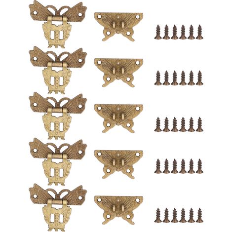 5 pièces Targettes Style Vintage à Motif Décoratif pour Boîtes à Bijoux en Bois avec Vis Incluses (1/5)
