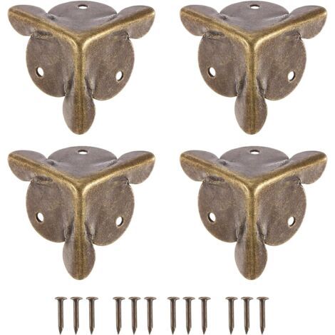 12 Pièces Protections d'Angle de Boîte, Coins de Boîte Décoratifs de 19mm, Protecteur d'Angle, Coins de Poussière d'Escalier Vintage avec Vis, Bronze (1/5)