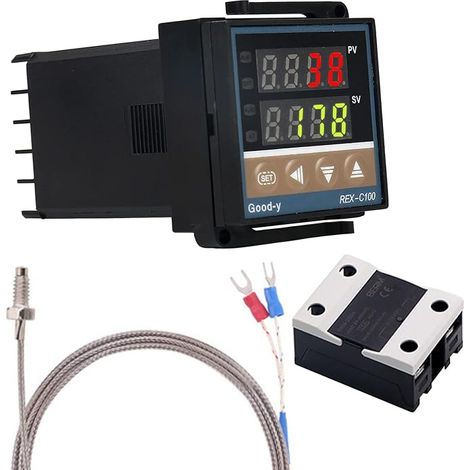 Termostato intelligente digitale PID WANGCL con relè termocoppia SSR tipo K da 25 A per energia elettrica, industria chimica, serbatoi di stoccaggio e forni - 0-1300 ℃ (1/5)