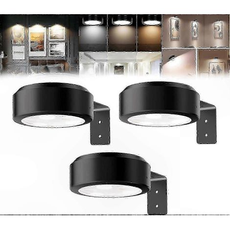 Lot de 3 lampes LED magnétiques rechargeables sans fil pour tableaux 3 températures de couleur éclairage pour affiches et peintures — L1-Noir (1/5)