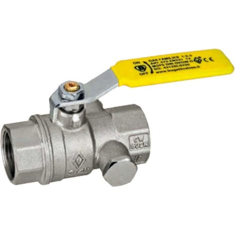 VALVOLA A SFERA GAS F/F CON PRESA DI PRESSIONE E LEVA IN ACCIAIO BUGATTI 3/4"" - DN20