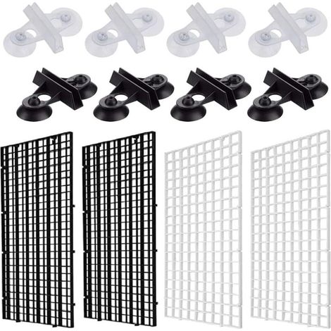 Aquarium-Trennwand aus Kunststoff – Set mit 4 Gittern und 8 Saugnapfclips, ideal zur Trennung von Fischen im Aquarium