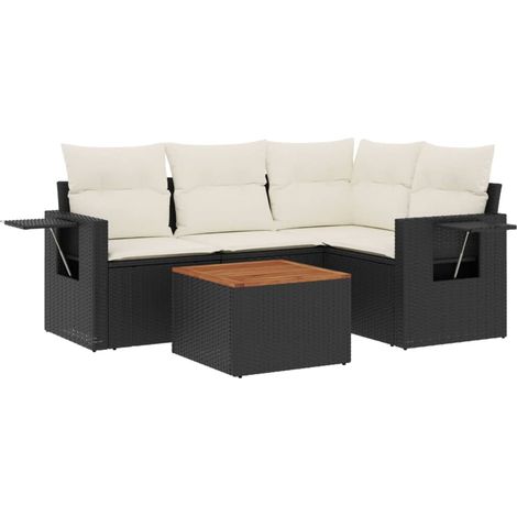 Maison Exclusive - 5-tlg. Garten-Sofagarnitur mit Kissen Schwarz