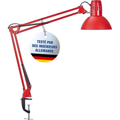 lampe de bureau en métal Lampe LED Lampe à pince flexible pour le bureau, le salon et l'atelier éclairage à LED Sans ampoule Rouge (1/5)