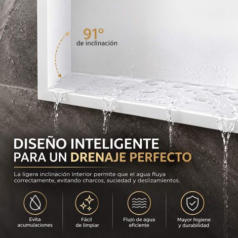 Kibath Hornacina empotrable cuadrada de 30x30 en blanco en inox (1/5)