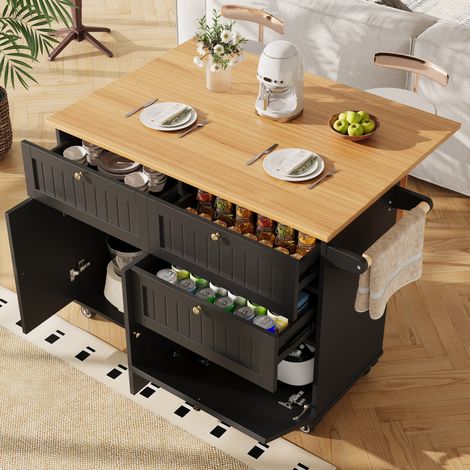 Ausziehbarer Küchenschrank mit Stauraum, MDF, schwarz HAVRYA (1/5)