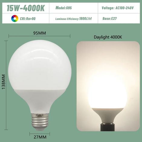 Ampoules LED E27 (15 W, 4 000 K, lot de 4), basse consommation, universelles, pour coiffeuse (1/3)