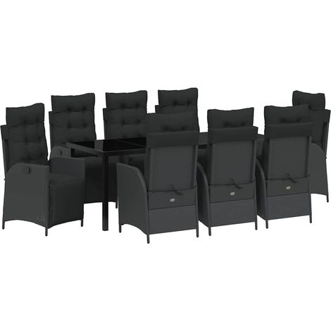 Maison Exclusive - Set da Pranzo per Giardino con cuscino 9 pcs Nero polyrattan