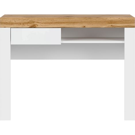 Konsole Hella mit 1 Schublade, Weiß und Holzoptik, 106cm