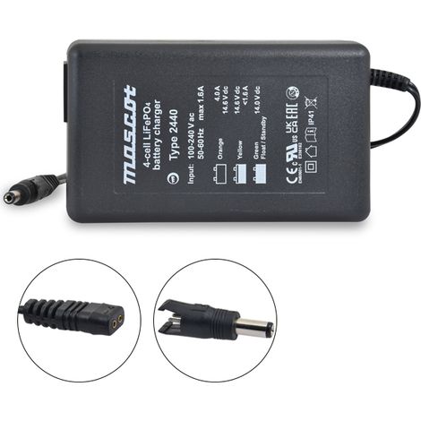Mascot - Chargeur Lithium Fer Phosphate Mascot 2440 4S 14.6V/4A 110-230V - Sortie 5.5 x 2.1 mm (1/2)