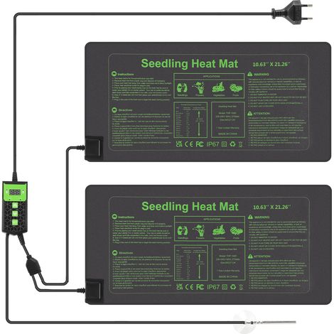 Randaco 2× Anzuchtmatte 55×27 cm mit Thermostat und Temperaturfühler, 55W, IP67 (1/5)