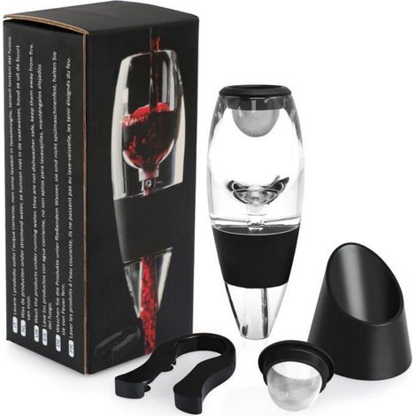 Aérateur Décanteur Vin - Filtre Acier Inoxydable Double Couche - Base Stable avec Coupe-Papier Intégré - Carafe Décanter pour Vin - 1 Pièce (1/5)