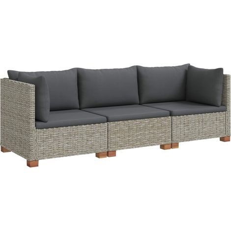 3 pz Set Lounge in Rattan con Cuscini GENDT Rattan naturale vidaXL (1/5)