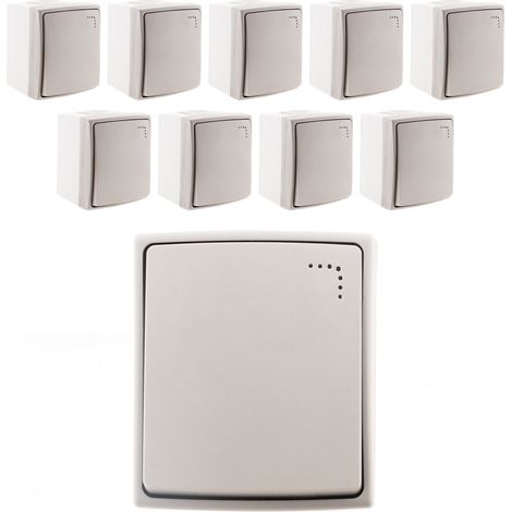 Lot de 10 boutons poussoir à voyant - Gris - Orok - Zenitech