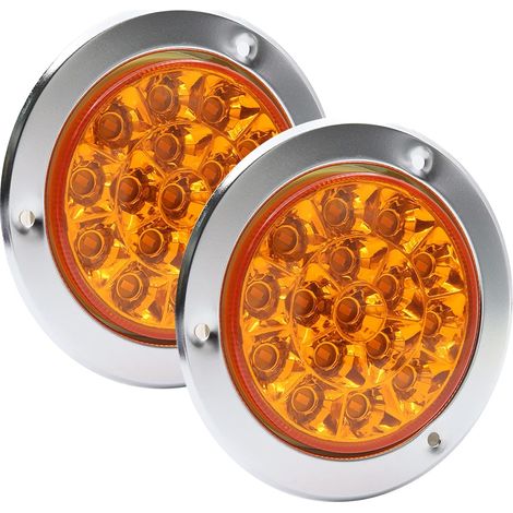 2CPS 4 Inch LED Feu Arrière de Freinage Ambre,16LED Frein Stop Turn Feu Arrière Chrome Anneau étanche IP67 (1/5)